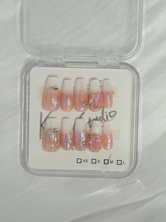 Pink French With Gems - Size M