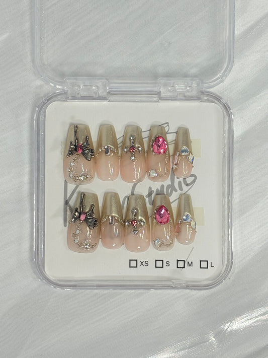 Golden Butterfly With Gem - Size M
