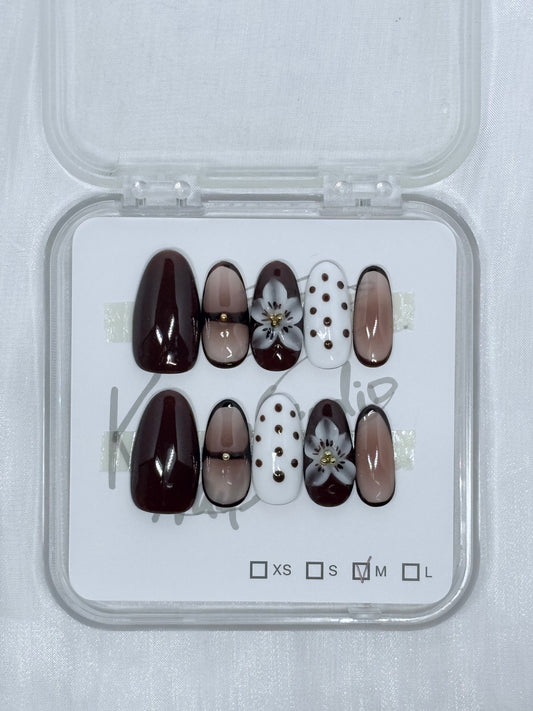 Polka Dot Brown Flowers